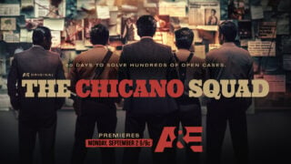 The key art for A&E The Chicano Squad a true crime two-part documentary.