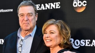 John Goodman and Roseanne Barr attend the premiere of ABC's 