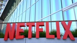 Netflix logo is seen on the side of the Netflix Tudum Theater 