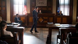 Price cross-examining Benson on Law & Order Season 24 Episode 2