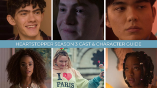 Heartstopper Season 3 cast collage featuring Charlie, Nick, Tao, Elle, Darcy, and Tara